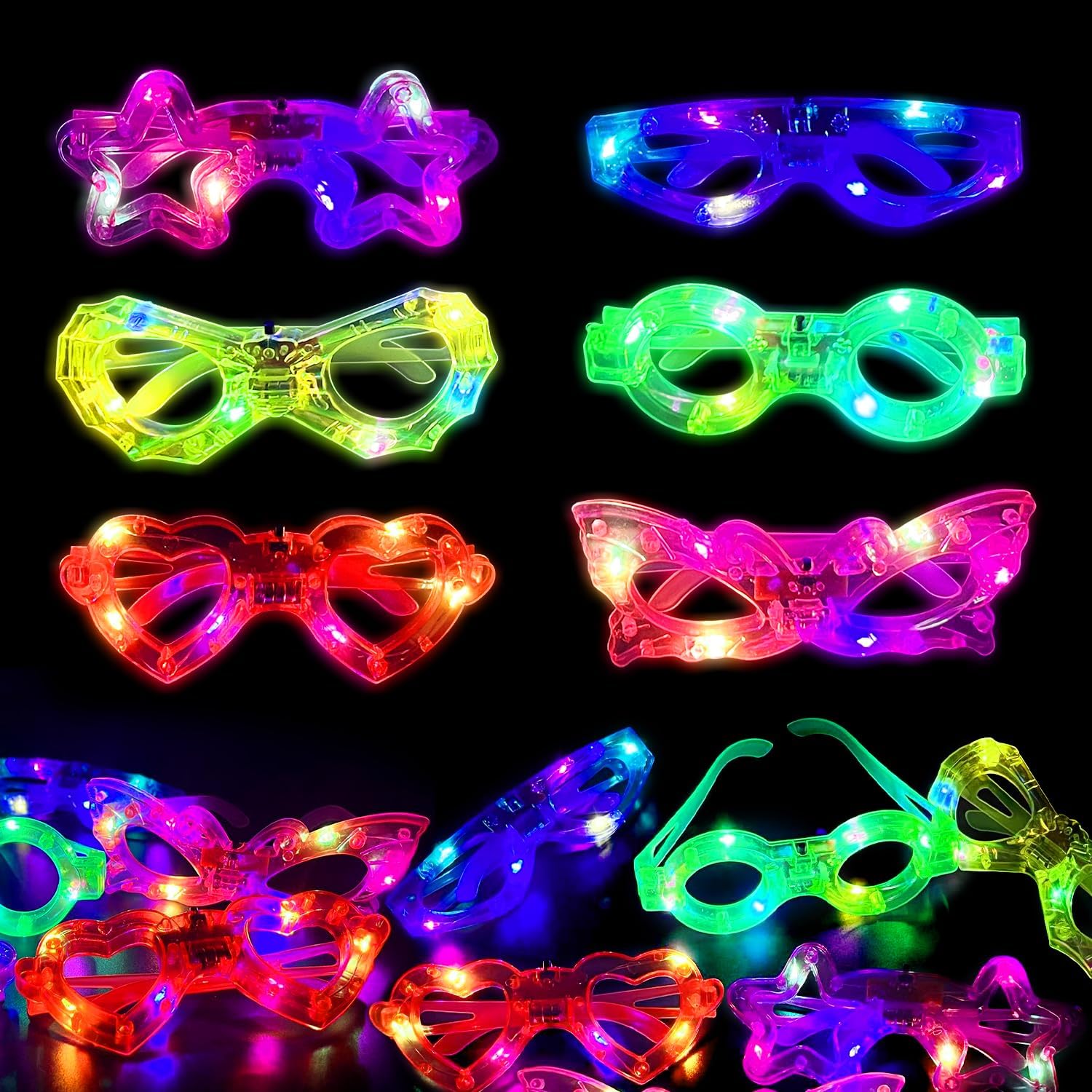12 paires de lunettes lumineus - Glow In The Dark Party Glasses avis et prix