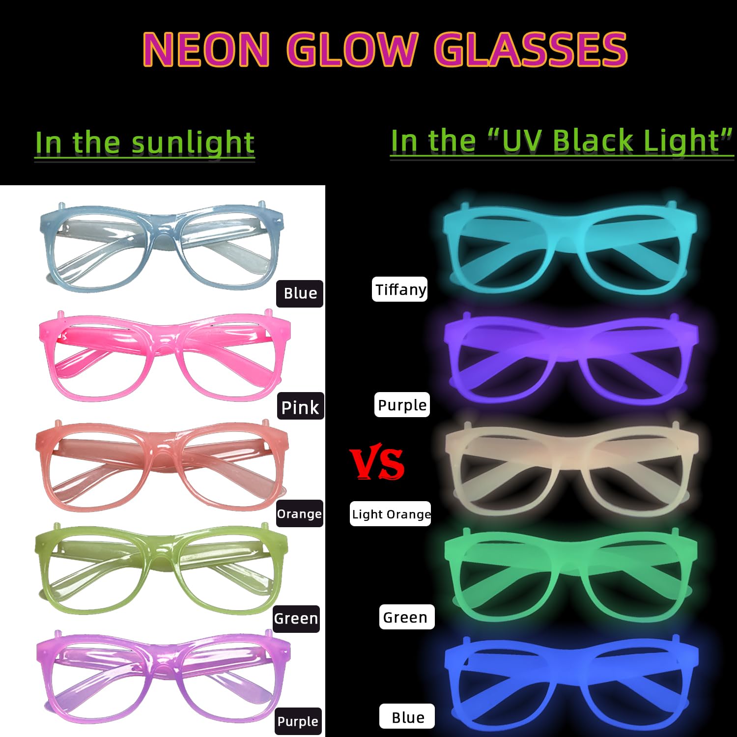 2/24 pièces de lunettes néon l - Glow In The Dark Party Glasses avis et prix